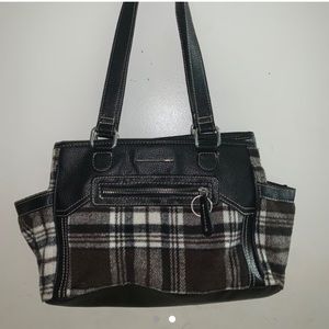 Cute fuzzy checkered shoulder bag